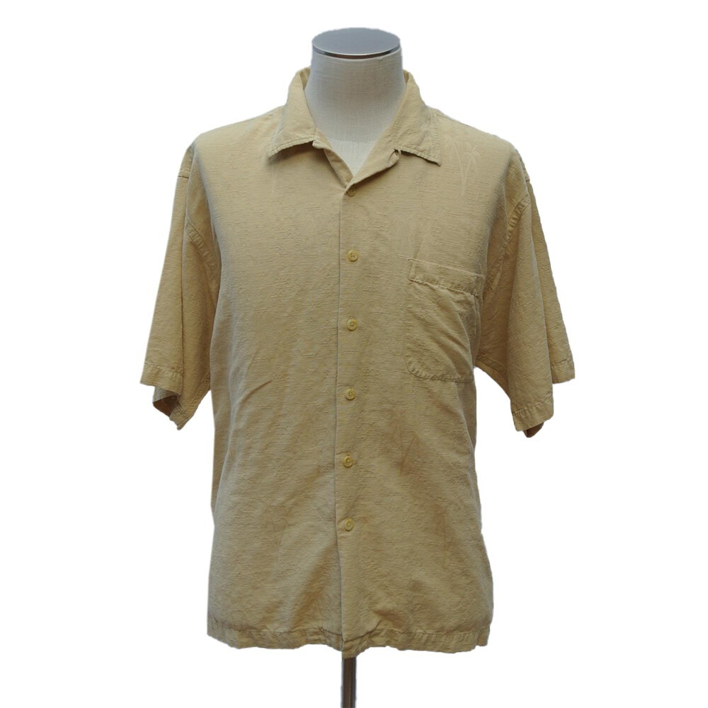 Roberto Villini shirt men's XL yellow silk short sleeve Aloha tiki Hawaiian